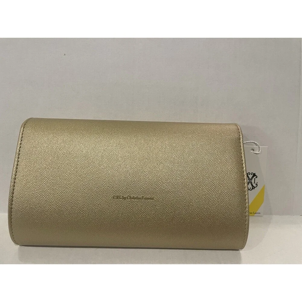 CXL Glam Caviar Clutch‎ Gold Detachable Chain Shoulder Bag New